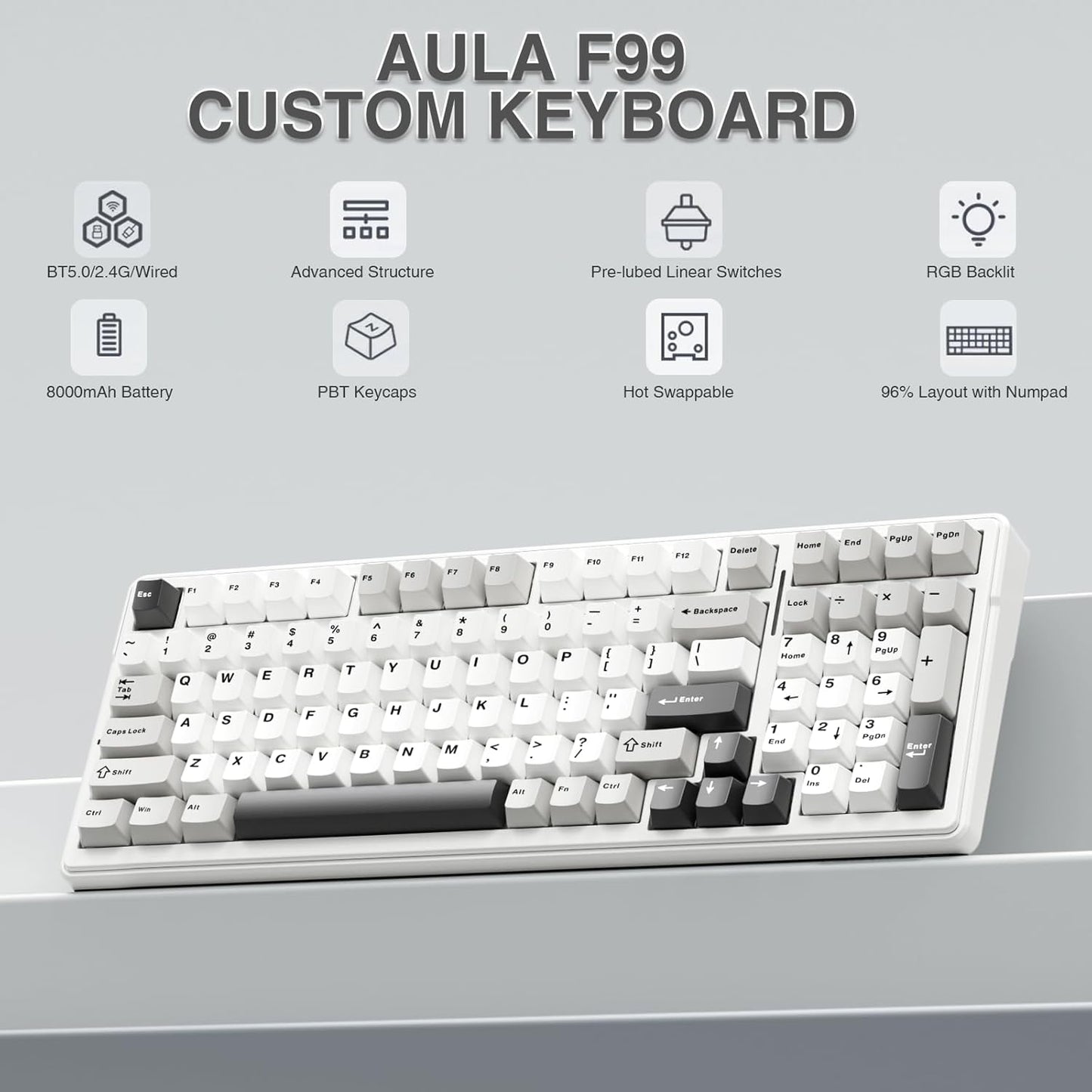Aula F99 Wireless Mechanical Keyboard (Open Box)